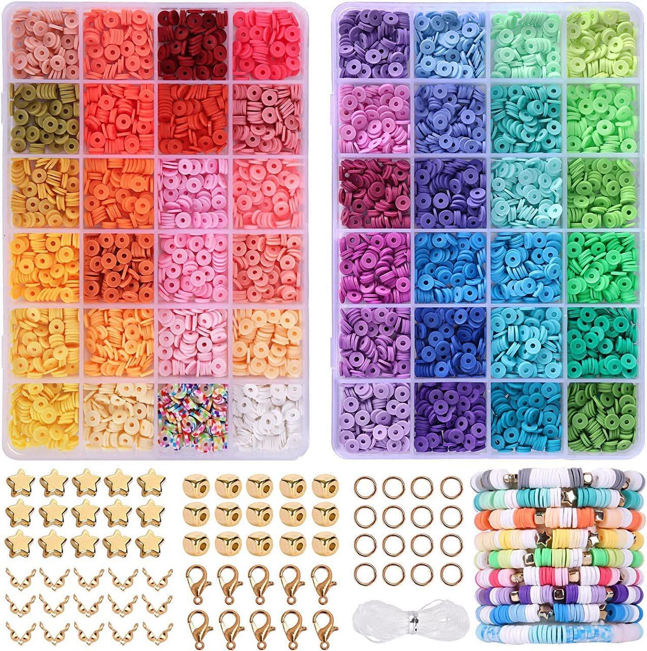 Дитяче рукоділля для виготовлення браслетів/намист/біжутерії 9700 деталей/48 кольорів (137282)
