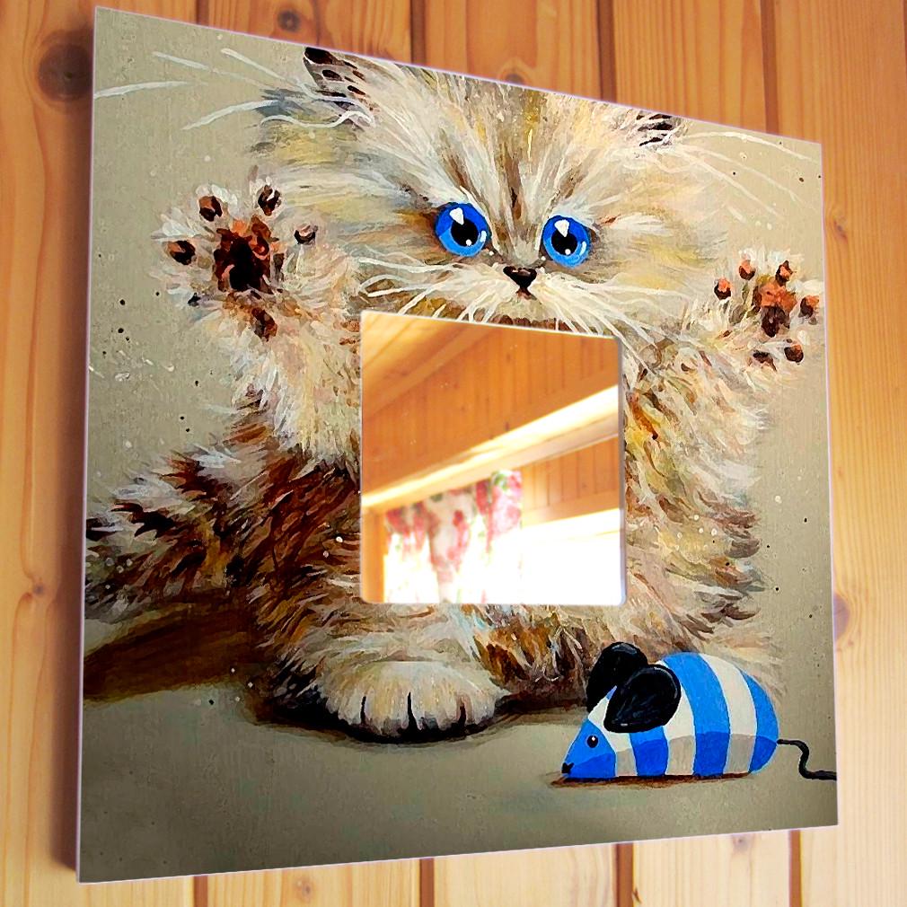 Зеркало декоративное с рисунком Милый котенок 260х260 мм (M00029)