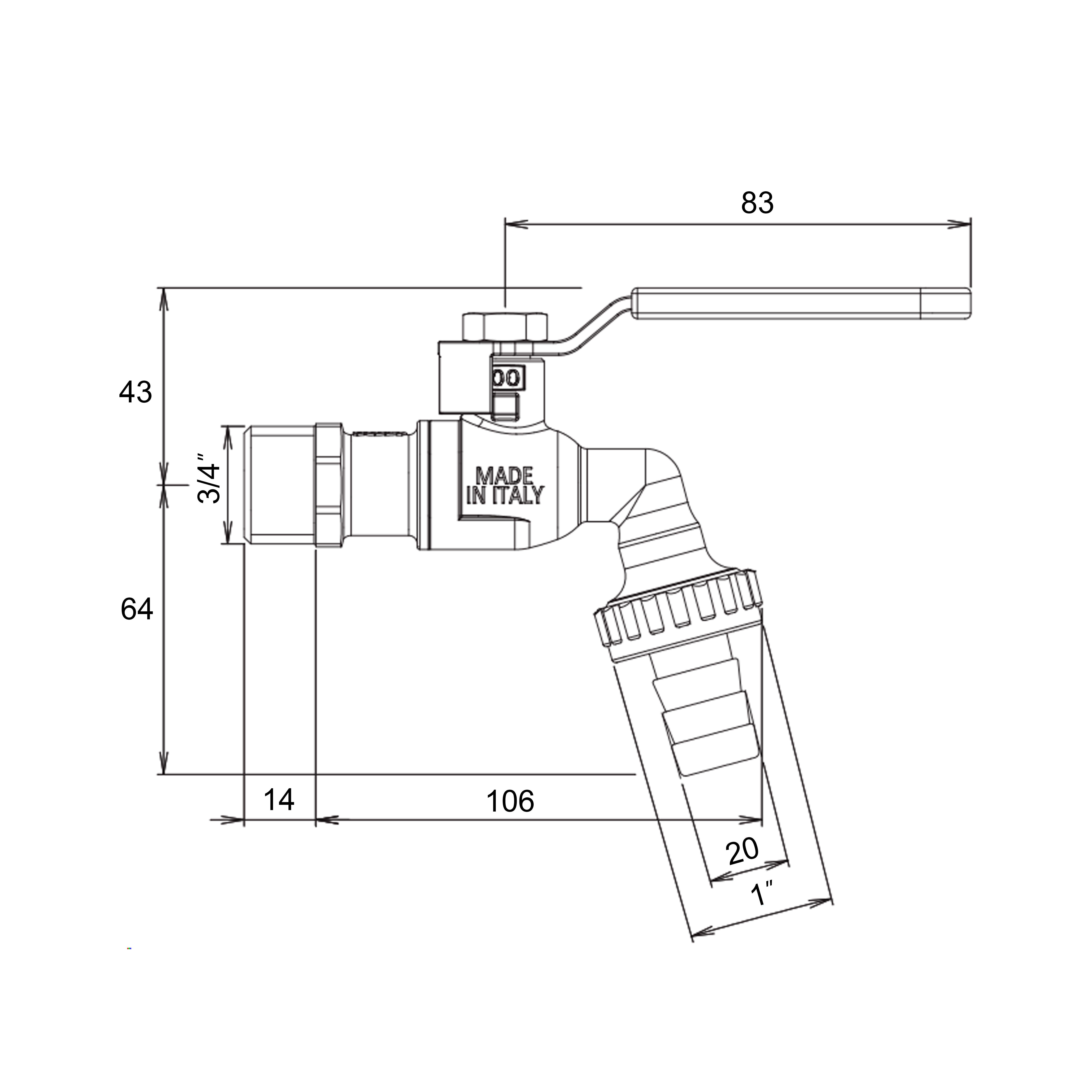 Кран шаровой поливочный ICMA 599 3/4" Н с антизамерзанием стальной рычаг (SD00053206) - фото 2 Кран шаровой поливочный ICMA 599 3/4" Н с антизамерзанием стальной рычаг (SD00053206) - фото 2