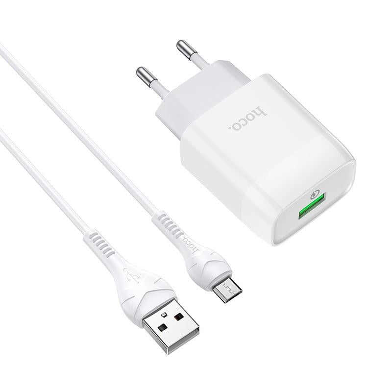 Зарядное устройство сетевое с кабелем Hoco C72Q Glorious single port QC3.0 charger set Type-C 18W White (19150) Зарядное устройство сетевое с кабелем Hoco C72Q Glorious single port QC3.0 charger set Type-C 18W White (19150)