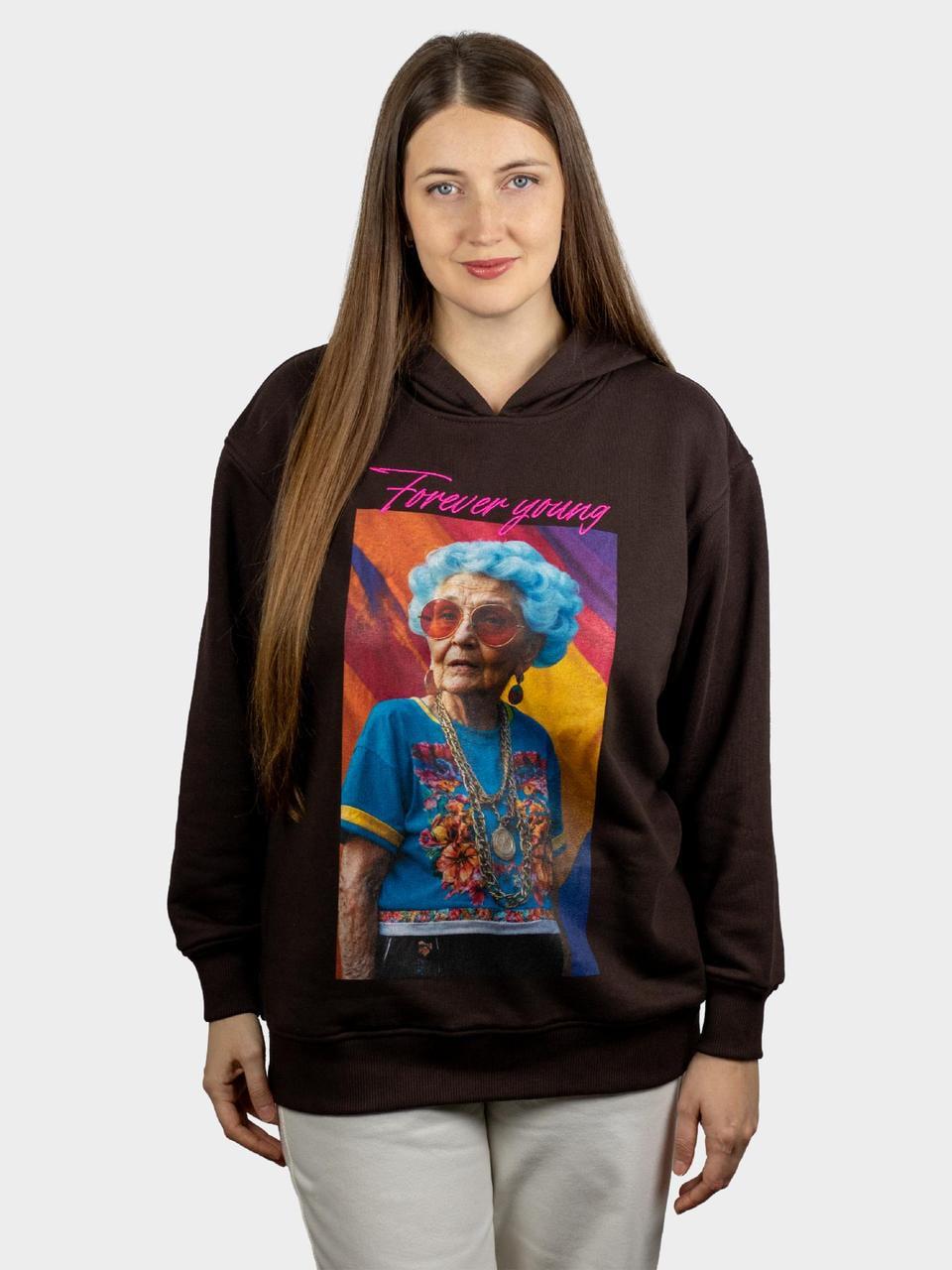 Худі унісекс оверсайз BOJO Forever young S/M Шоколад