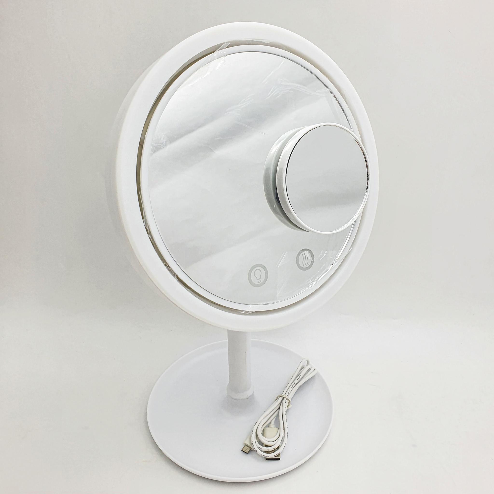 Настільний косметичне дзеркало з LED підсвічуванням і вентилятором Beauty Breeze Mirror білий - фото 2