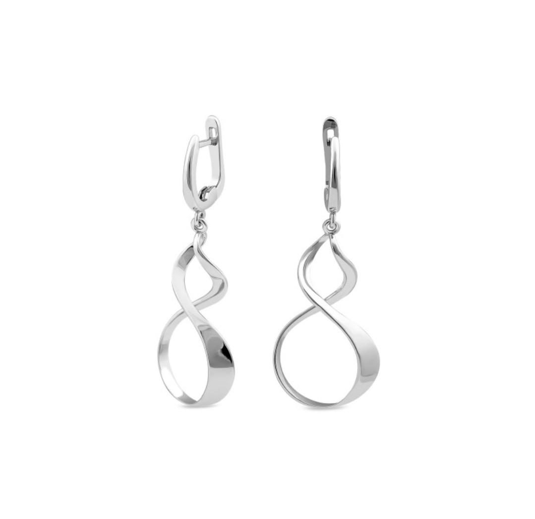 Серьги Спираль без камней серебро 925 пробы 5,75 г (1151)