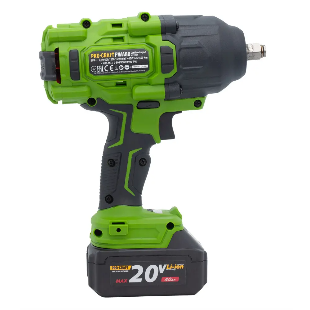 Гайковерт акумуляторний безщітковий ProCraft PWA80 з 1 акумулятором Li-ion та зарядним пристроєм - фото 6 Гайковерт акумуляторний безщітковий ProCraft PWA80 з 1 акумулятором Li-ion та зарядним пристроєм - фото 6