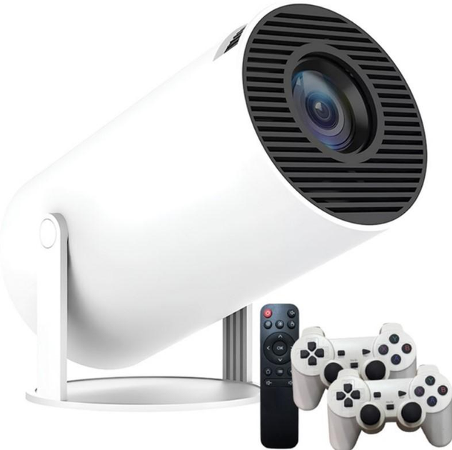 Проектор Projector M300 MAX/HY300 4k UHD LED для домашнего кинотеатра с 2 джойстиками для игр Android 11 карта microSD 64 Gb (29031491)