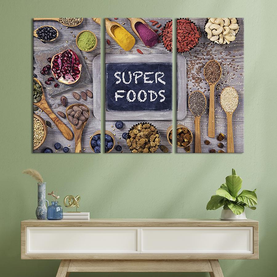 Модульная картина триптих Полезные продукты 128x81 см (296-31)