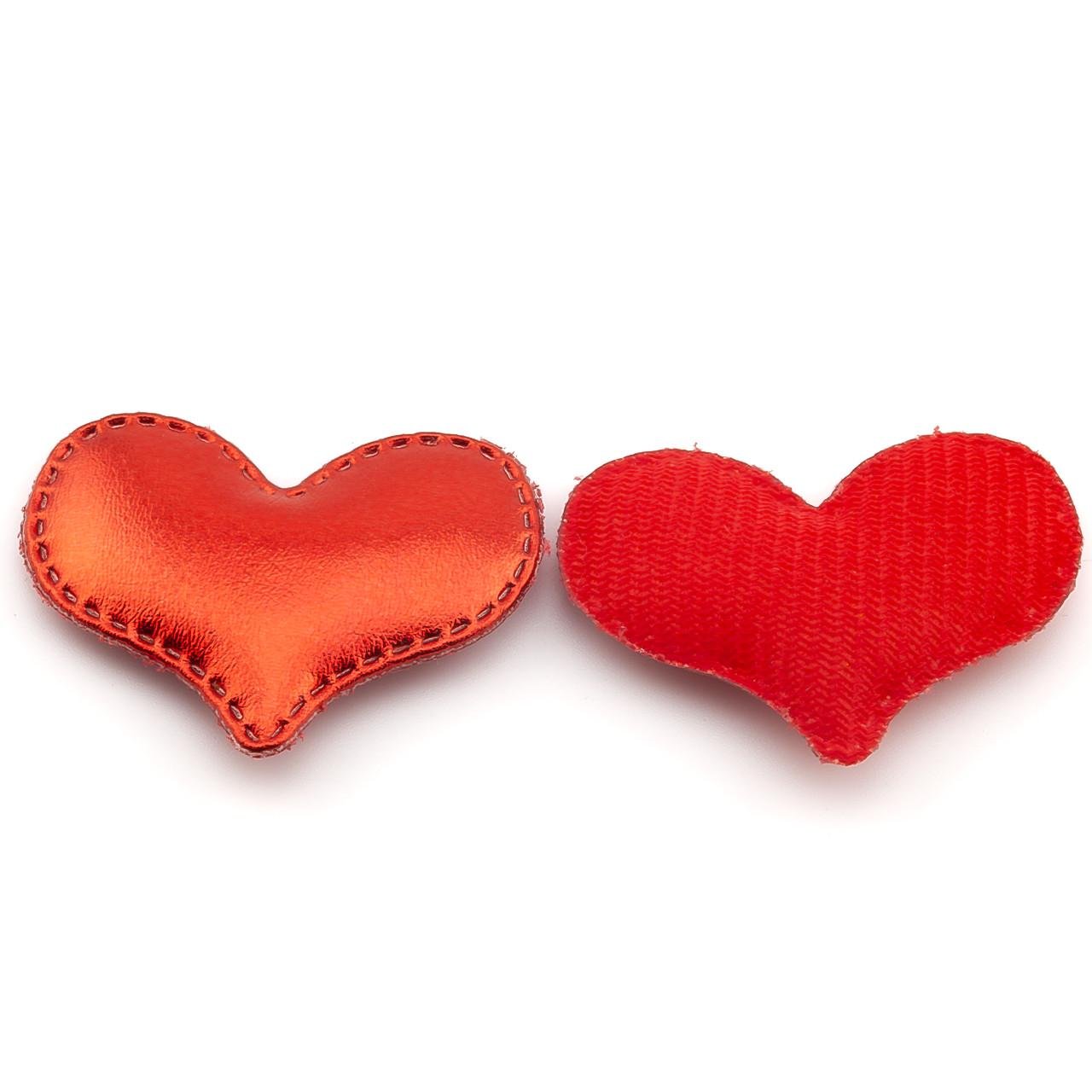 Аплікація пришивна Серце з екошкіри 4,4х3,3 см 2 шт. Червоний (АН4433с07)