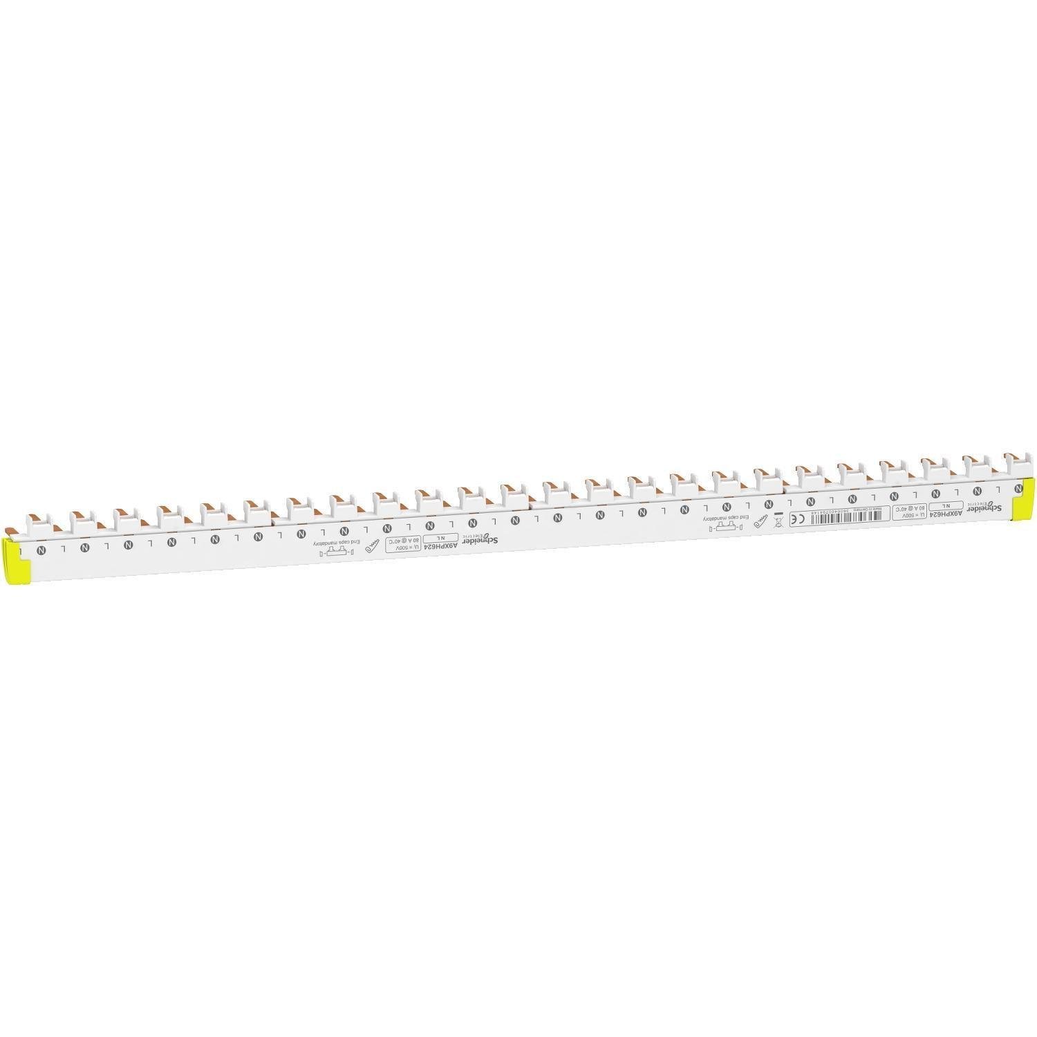 Шина соединительная Schneider Electric Acti9 1P+N 80A типа PIN нижняя 24 модуля шаг 9 мм 43 см (A9XPH624) Шина соединительная Schneider Electric Acti9 1P+N 80A типа PIN нижняя 24 модуля шаг 9 мм 43 см (A9XPH624)