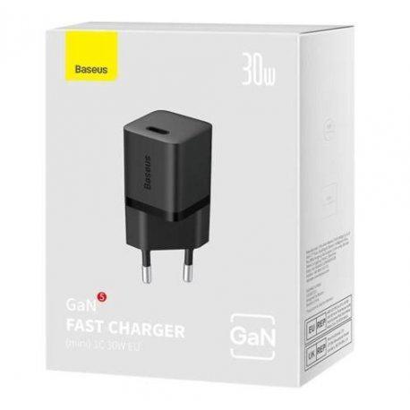 Зарядное устройство сетевое BASEUS GAN5 Fast Charger 1C 30W EU Black (CCGN070401) - фото 3