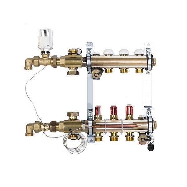 Коллекторная группа Herz 1''x 6 Euroconus-3/4'' с расходомерами и смесительным узлом без насоса 15/130 мм Compactf (3F53376)