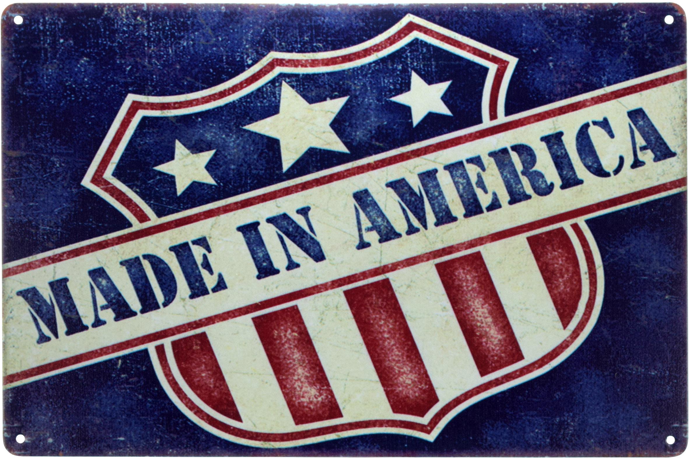Табличка металлическая Сделано В Америке/Made In America 20x30 см
