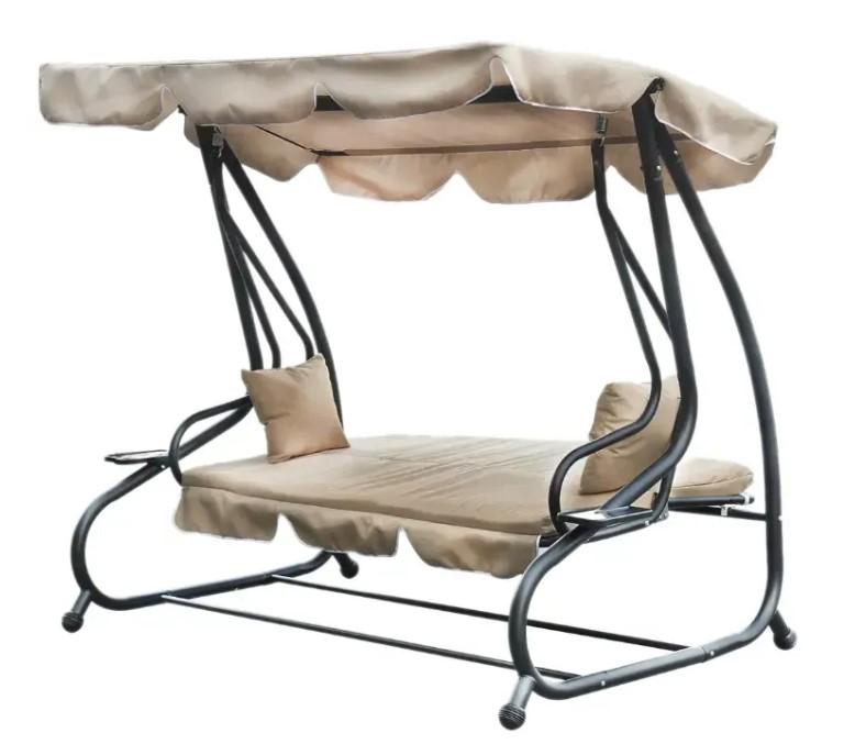 Качели  дачные Garden Line уличные/раскладные с крышей 210x120x170 см Бежевый - фото 2