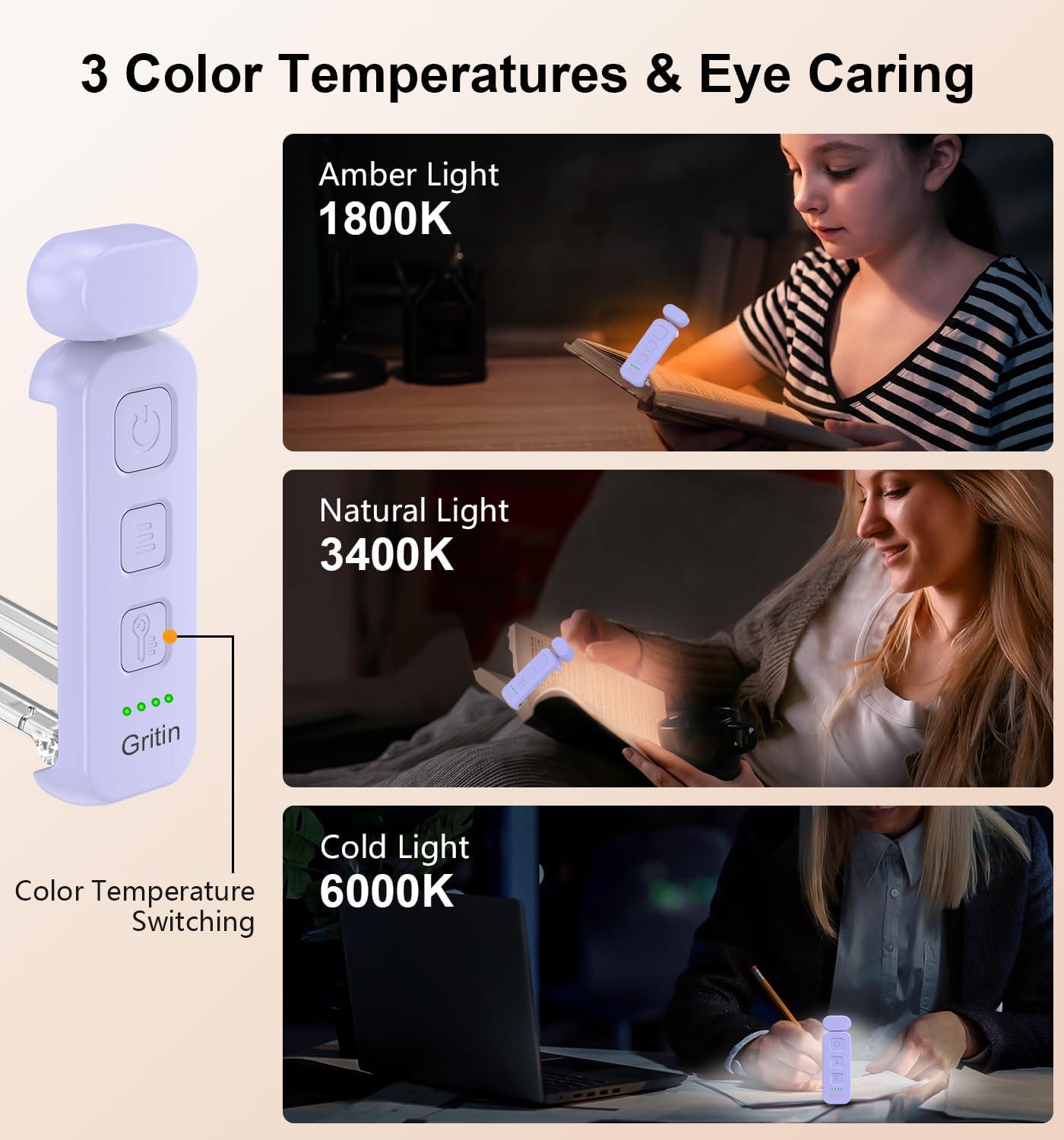 Настільна лампа для читання акумуляторна Gritin LED Book Light 500 mAh до 80 годин роботи Purple (G1313) - фото 4 Настільна лампа для читання акумуляторна Gritin LED Book Light 500 mAh до 80 годин роботи Purple (G1313) - фото 4