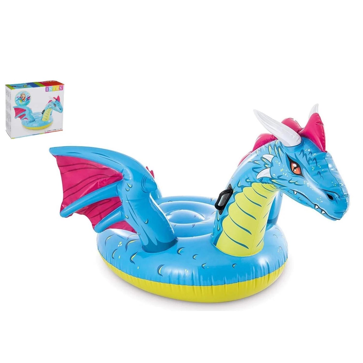 Матрац дитячий надувний Intex Дракон 201x191 см Blue (96802) - фото 2
