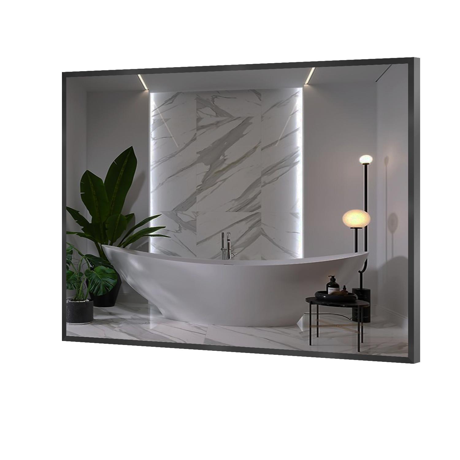 Зеркало настенное с подсветкой в алюминиевой раме Oriana 1000x900x30 мм Black (15004980) Зеркало настенное с подсветкой в алюминиевой раме Oriana 1000x900x30 мм Black (15004980)