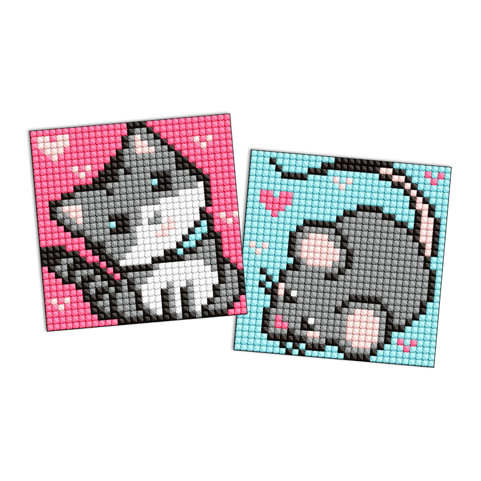 Алмазная мозаїка Сірі друзі AMS1049 на самоклеючій основі 9x9 см