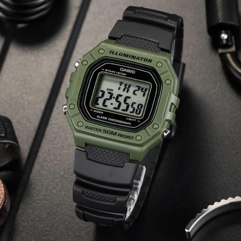 Спортивные часы Casio W-218H-3A водостойкие в коробке Green/Black - фото 3 Спортивные часы Casio W-218H-3A водостойкие в коробке Green/Black - фото 3