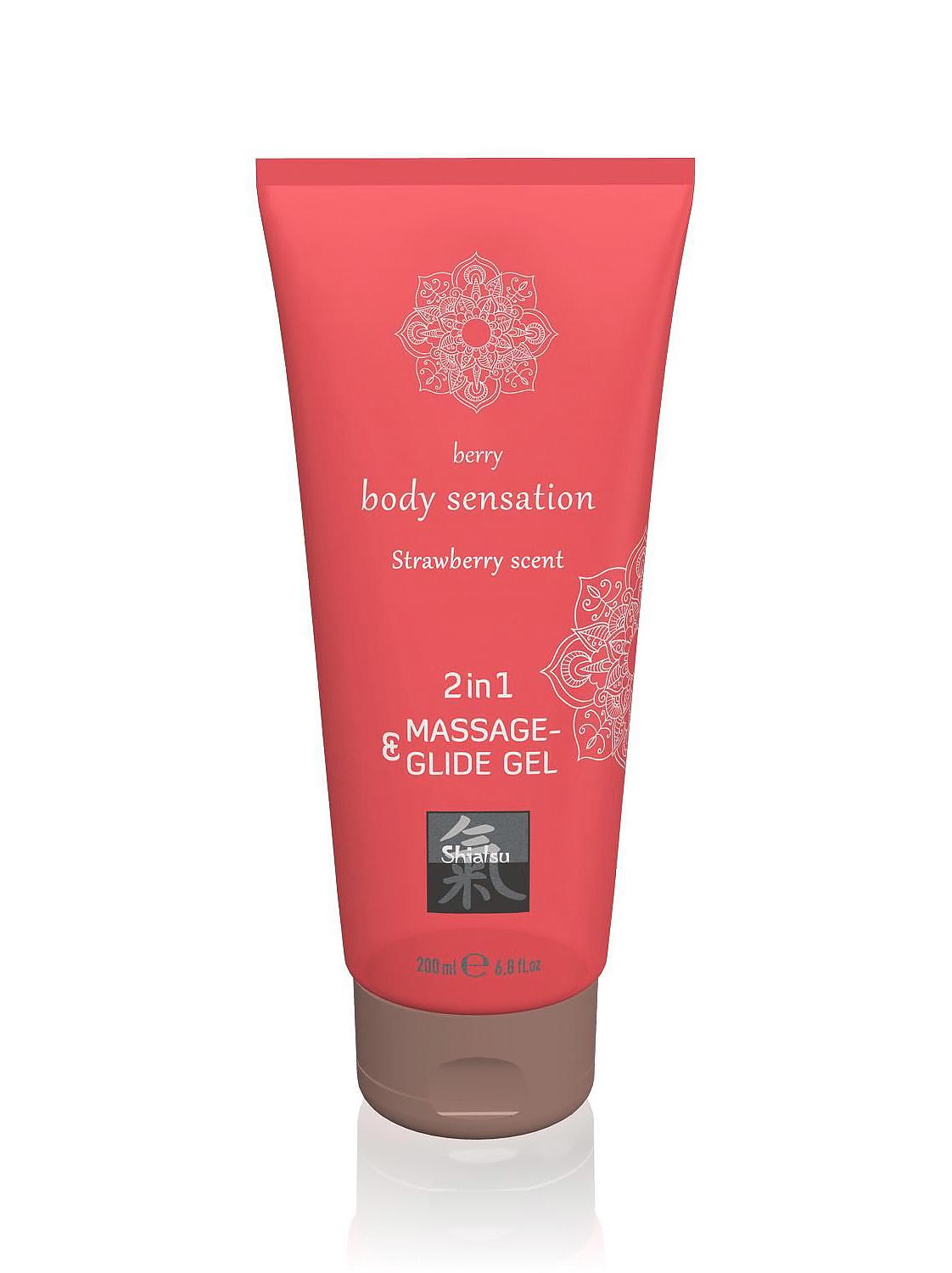 Лубрикант и массажное масло Shiatsu Massage & Glide gel 2in1 Strawberry scent 200 мл