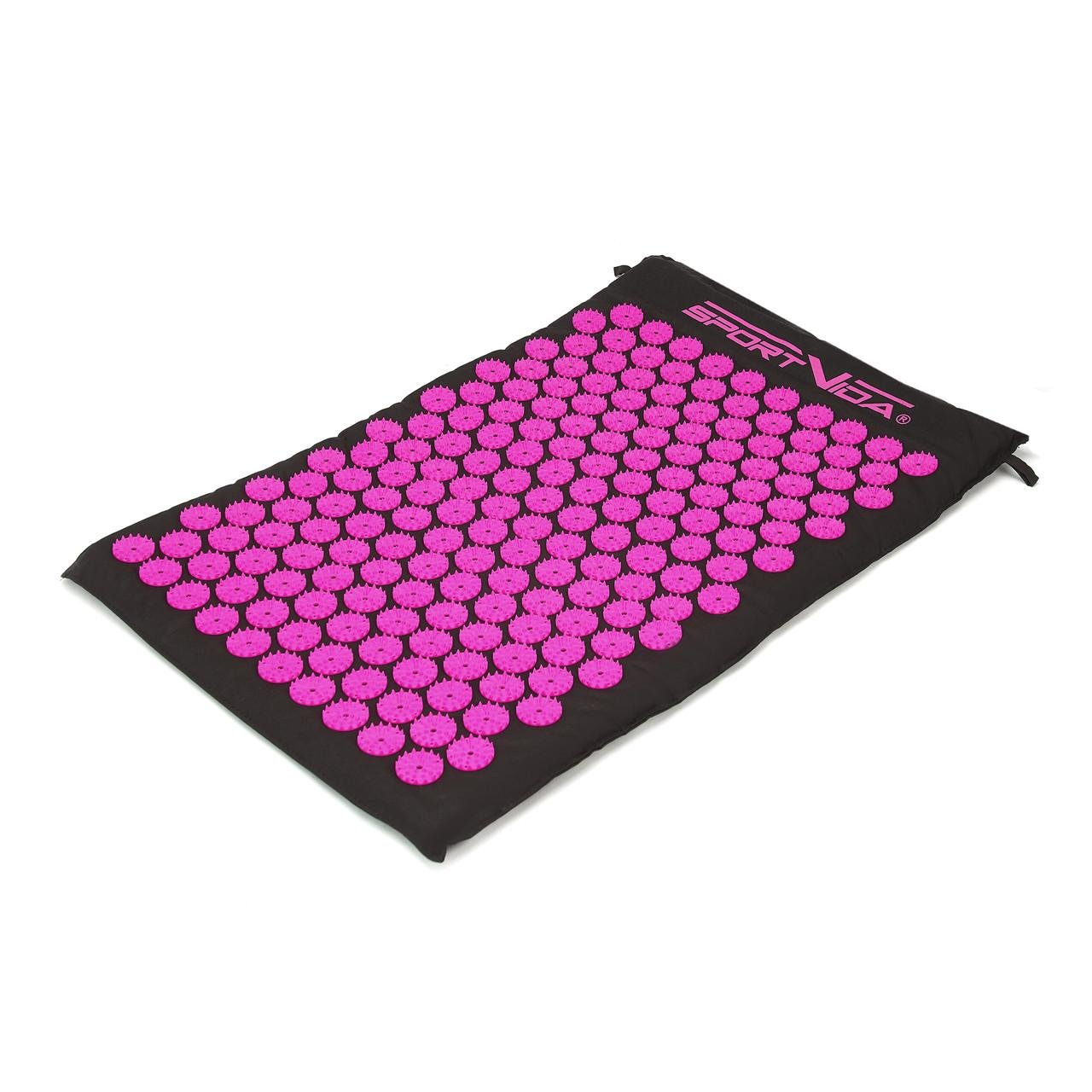 Коврик акупунктурный с валиком SportVida SV-HK0352 Аппликатор Кузнецова 66x40 см Black/Pink