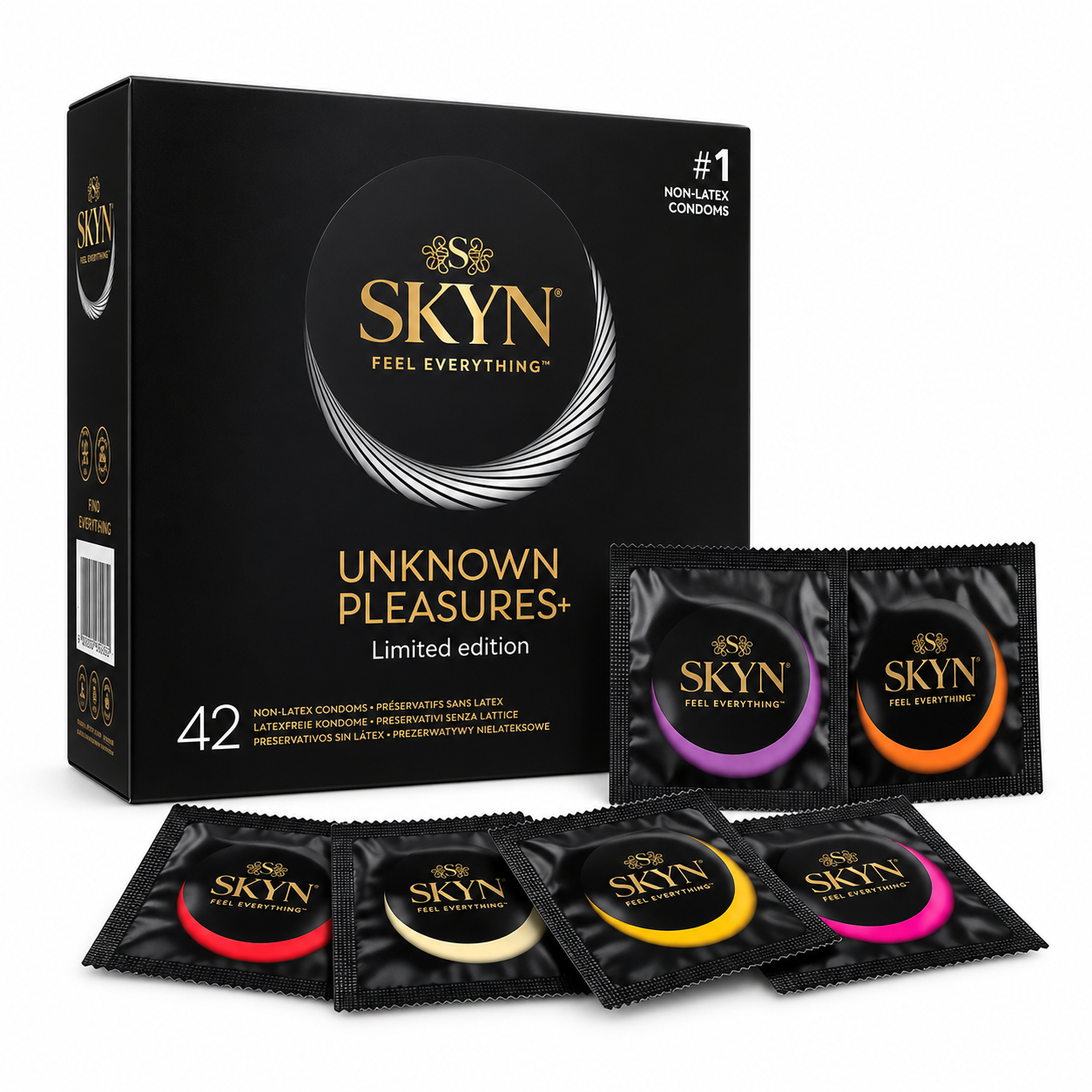 Набор презервативов SKYN Unknown Pleasures безлатексные полиизопреновые 53 мм микс 6 видов Elite/Intense Feel/Hot Cocktail 42 шт. (3202439022)