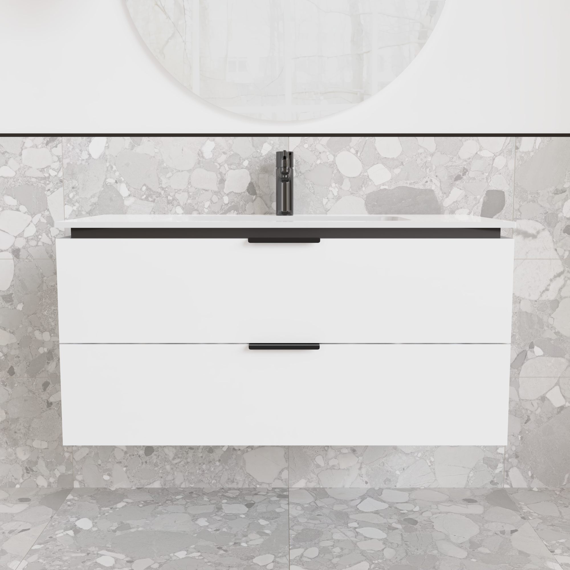 Тумба подвесная с раковиной MVK Vostok Icon 100 В2 1000х450х530 мм Эмаль Белый Матовый (p2100wh)