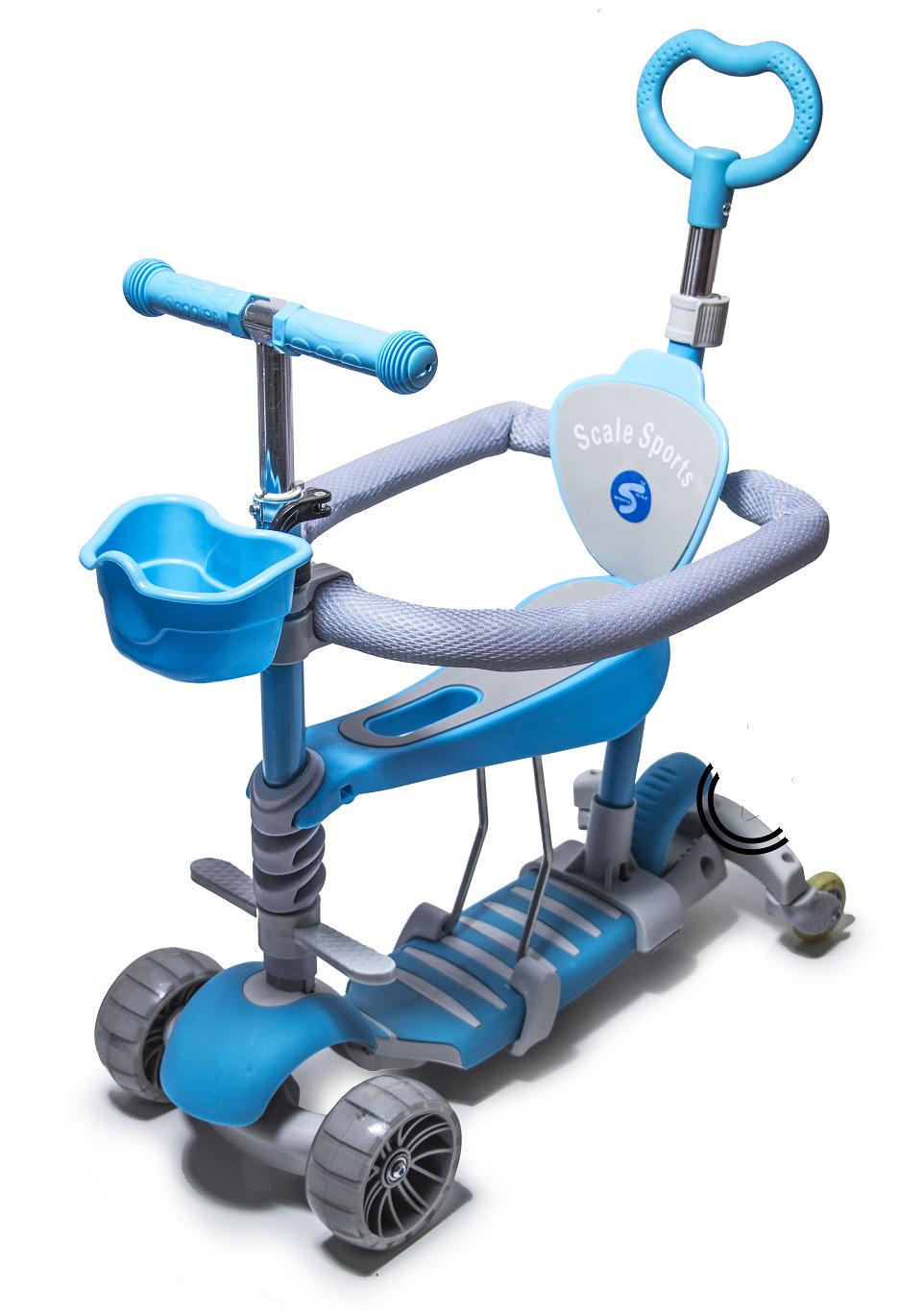 Самокат Scale Sports Smart 5в1 PU колеса подсветка колес с бортиком Blue (1713425460)
