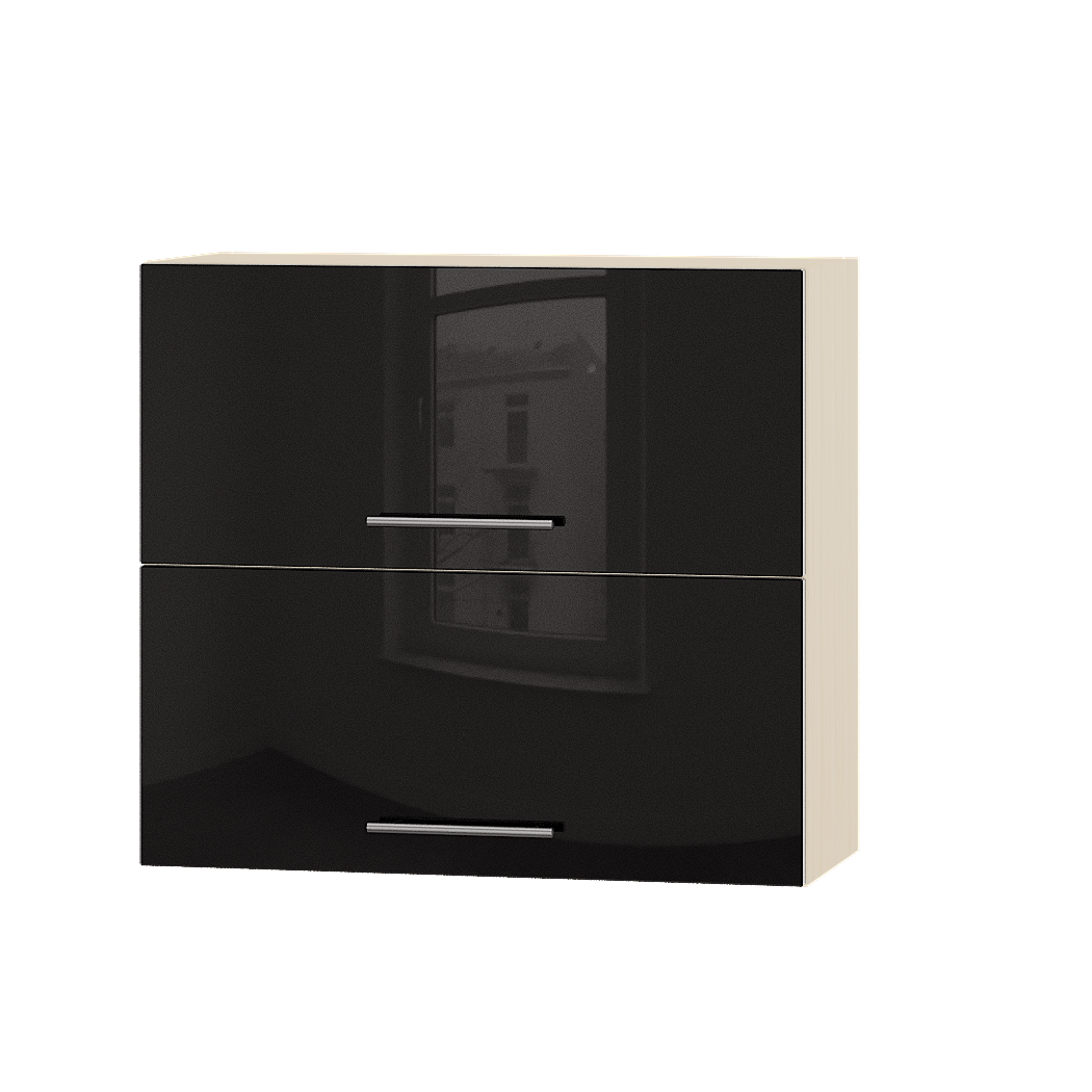 Шкаф верхний Эверест Акрил модуль Верх В14-800 80х30х72 см Черный глянец/Дуб Молочный (04485)