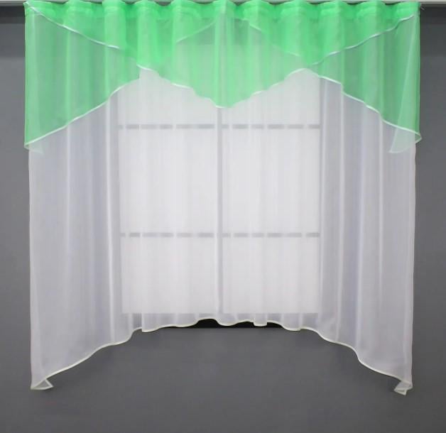 Тюль арка на кухню 280х170 см Мятный/Белый (025к) Тюль арка на кухню 280х170 см Мятный/Белый (025к)