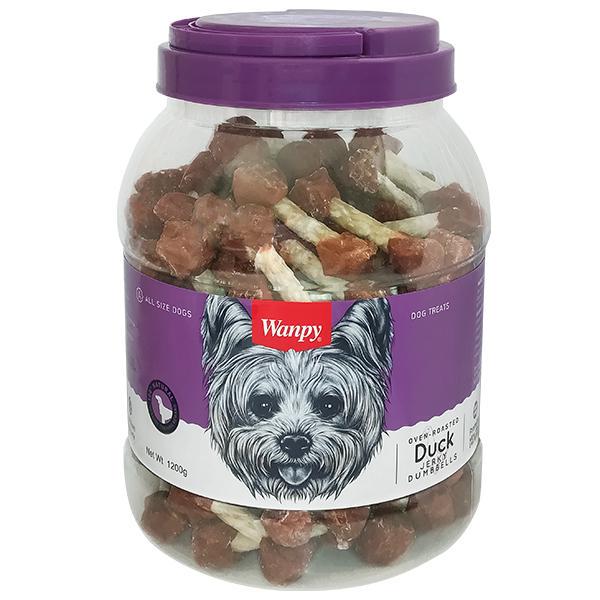 Лакомство для собак Wanpy Duck Jerky Dumbbells ванпы Костя-гантель с вяленой уткой 1,2 кг