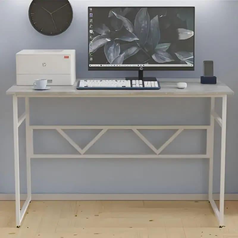 Письменный стол Райан Ferrum-decor металл/ДСП 32 мм 750x1400x700 мм Белый/Бетон (FRD-106505)