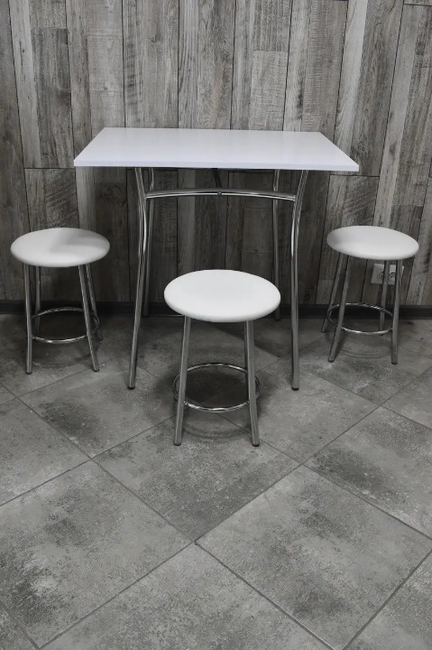 Кухонний комплект Teddy Тріо стіл/табурети 3 шт. в хром-корпусі 60х80х75 см Білий (28374225)