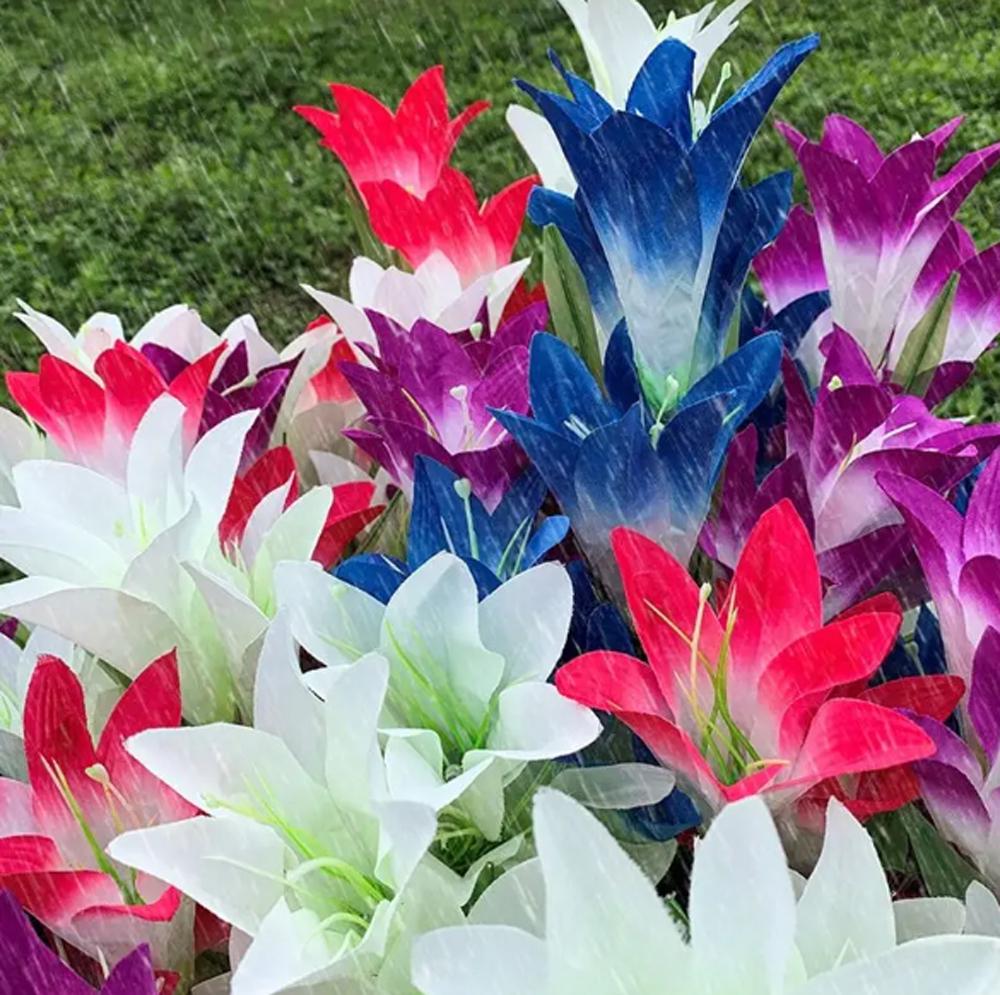 Садовий ліхтар на сонячній батареї Лілія 74 см Синій - фото 6