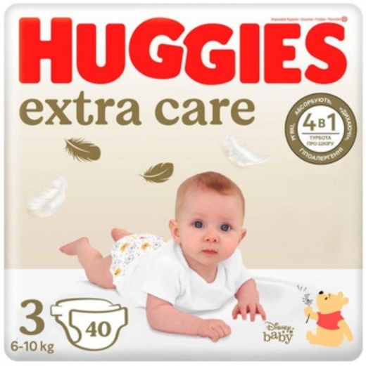 Підгузки Huggies Extra Care 3 від 6 до 10 кг 40 шт. (5029053574400)