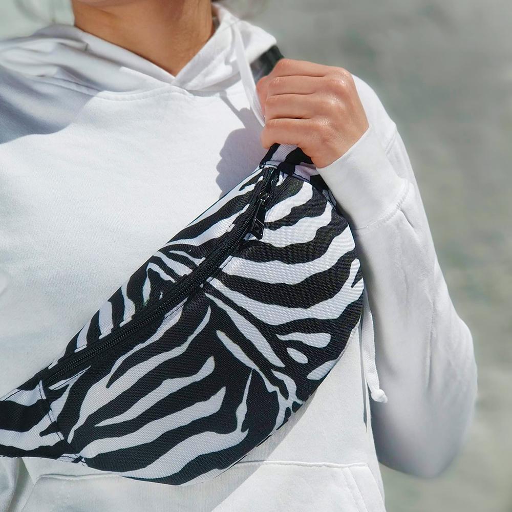 Сумка-бананка через плече та на пояс Presentville Bumbag Зебра 27х16 см (BB_19A004_BL)