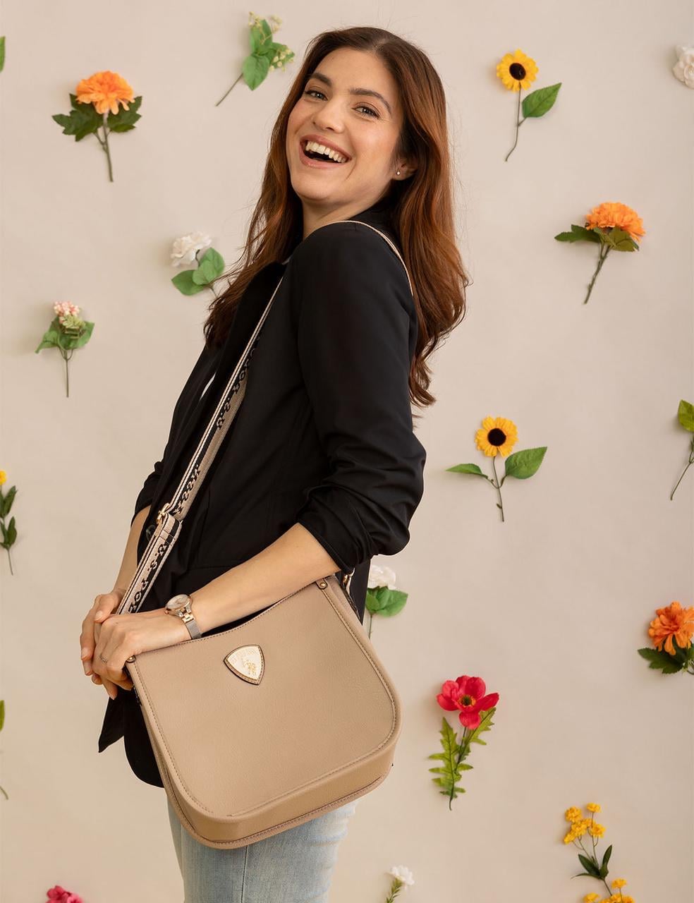 Женская сумка кросс-боди U.S. Polo ASSN WITH BRANDED STRAP Beige (2222945497)