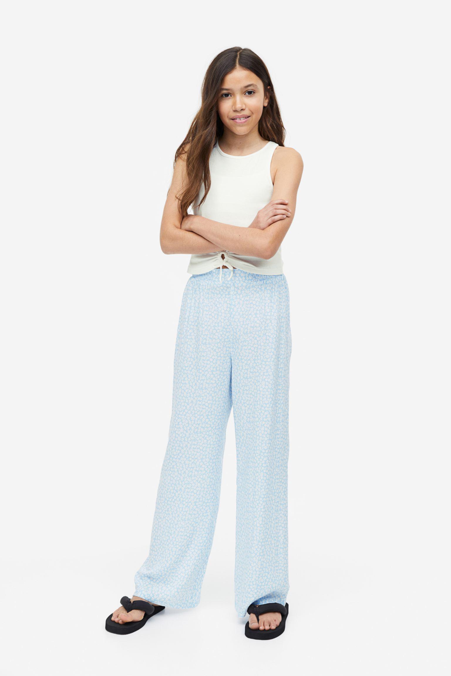 Штани H&M Квіти 164 см Блакитний (A28121159584)