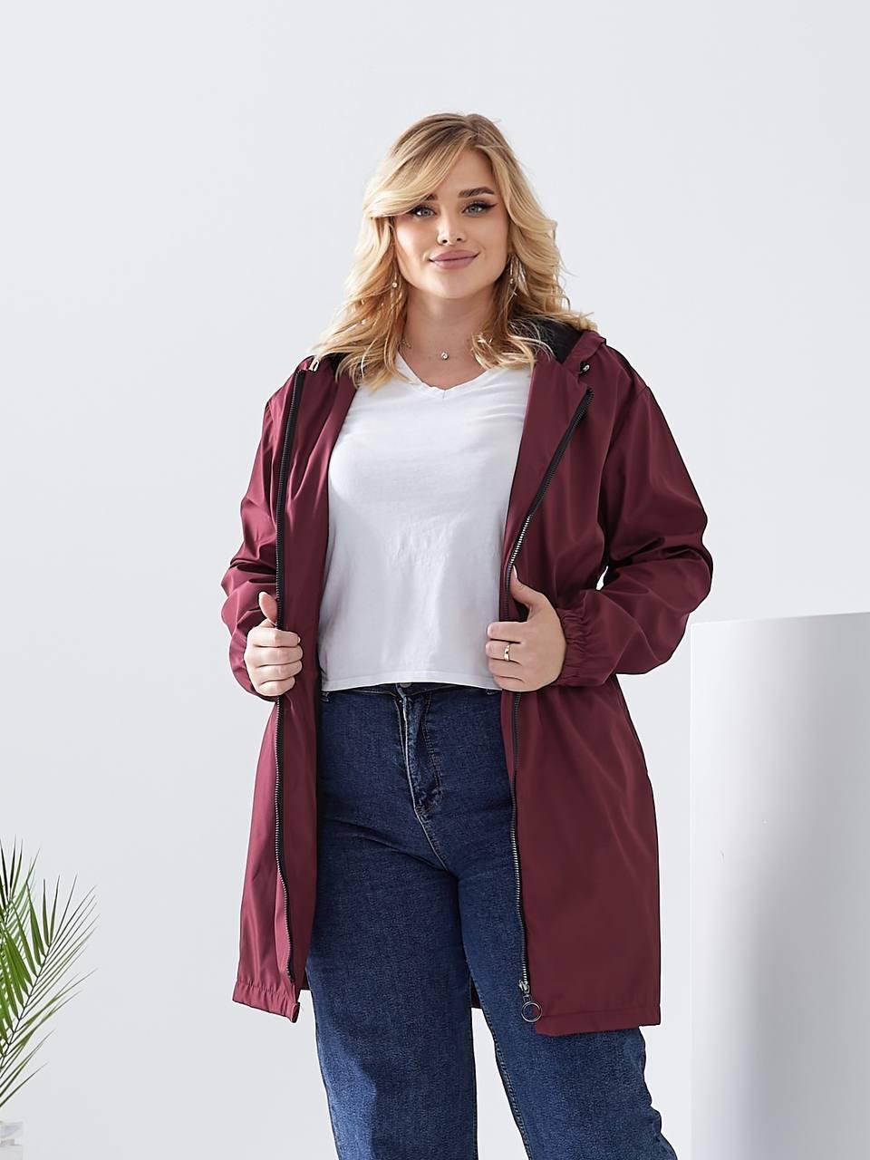 Плащ демісезонний Aiza А102 з капюшоном р. 46-48 Бордовий - фото 3 Плащ демісезонний Aiza А102 з капюшоном р. 46-48 Бордовий - фото 3