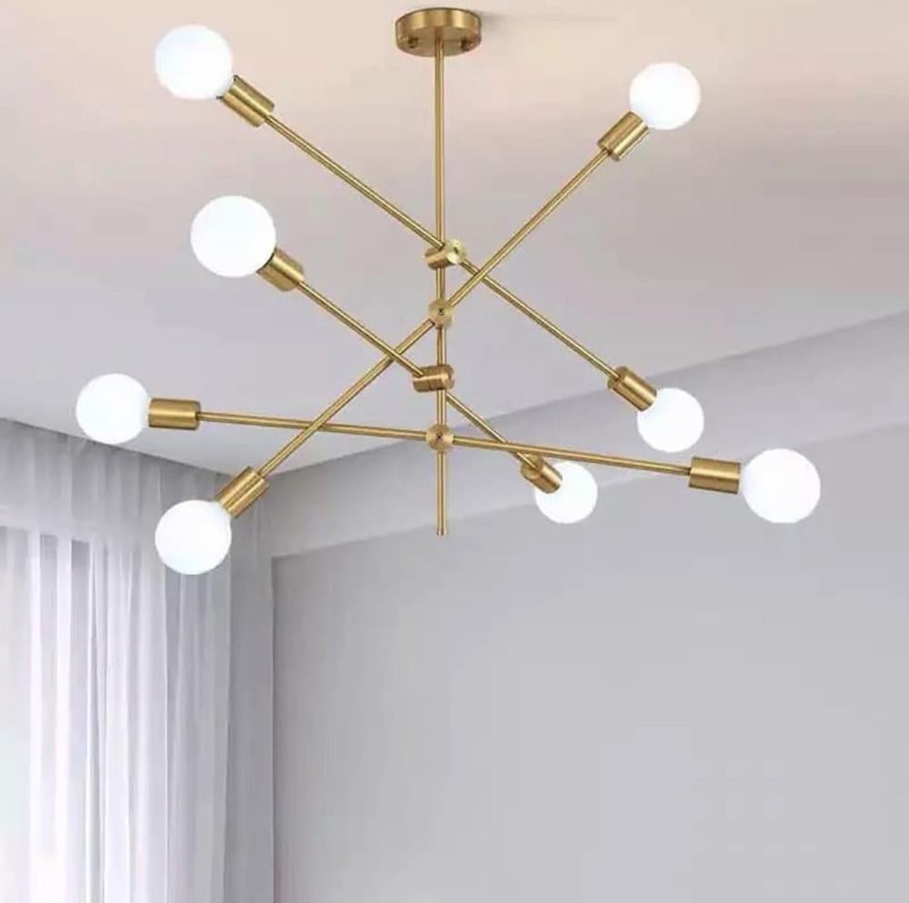 Светильник без плафонов на 8 патронов с цоколем Е27 Латунь (LF_MD 2011/8)