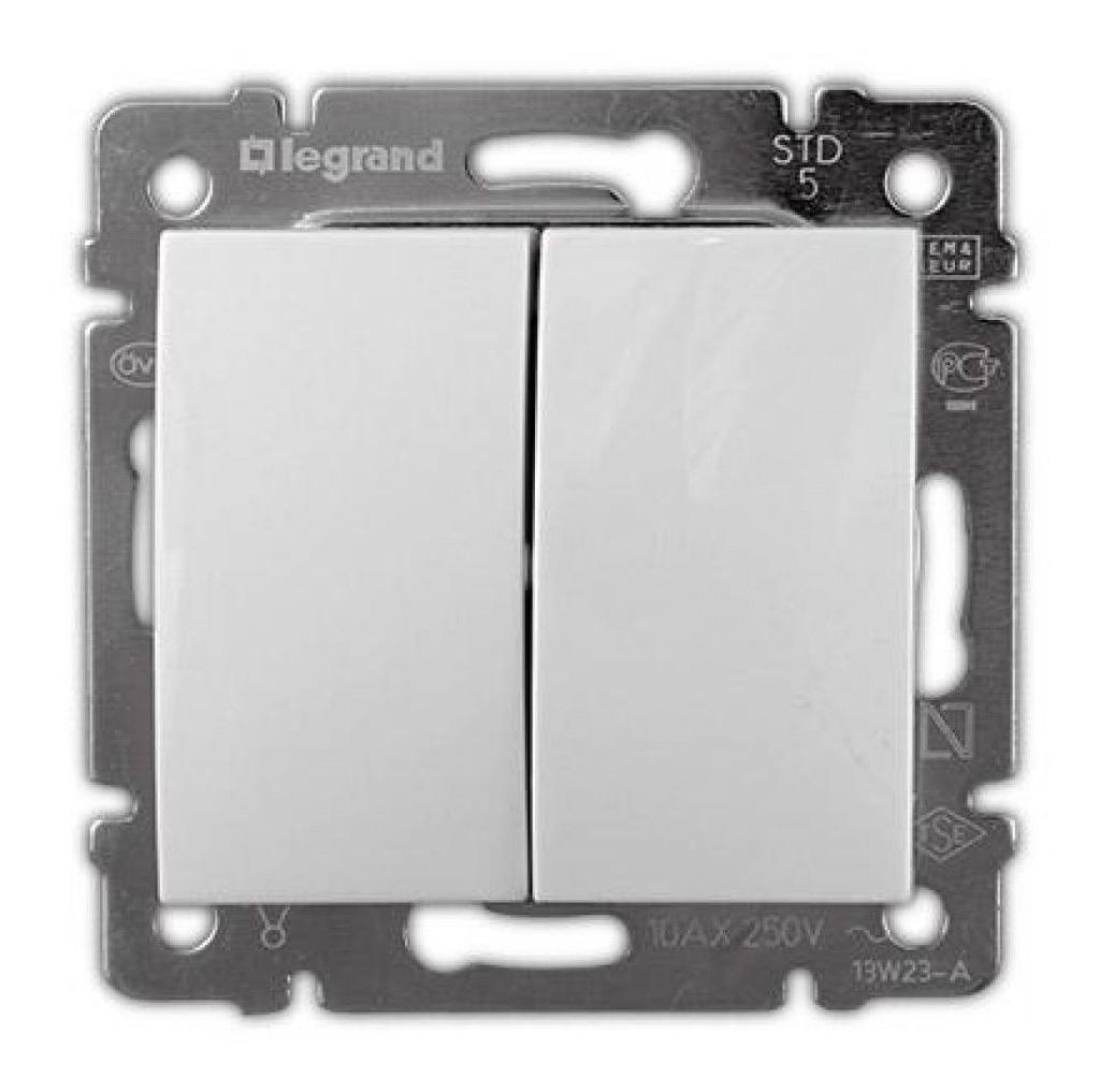 Переключатель двухклавишный Legrand Valena Classic 10АХ автоматические клеммы 250V Белый (25877264)