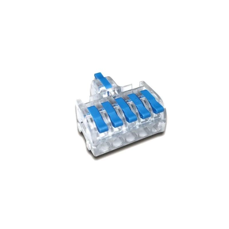 Клемма проходная Tactix 0,08-4 мм2 32А 1-5 наборная 29,7х30х13 мм рычаг крепеж 3,1 мм Синий (DF-15TB)