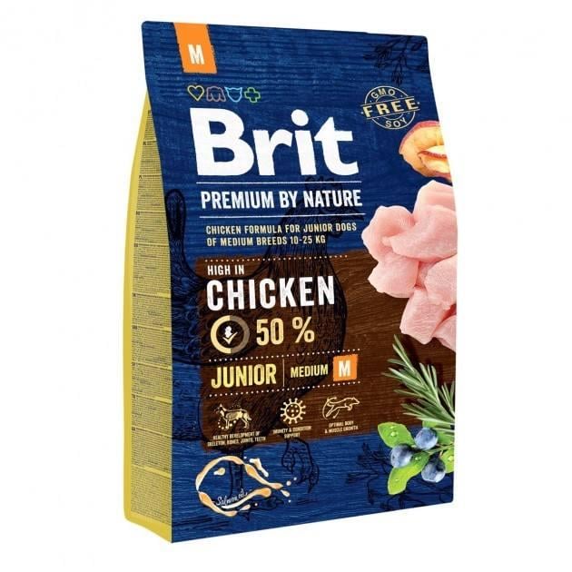 Корм сухий Brit Premium Junior M для собак-юніорів середніх порід з куркою 3 кг (526321)