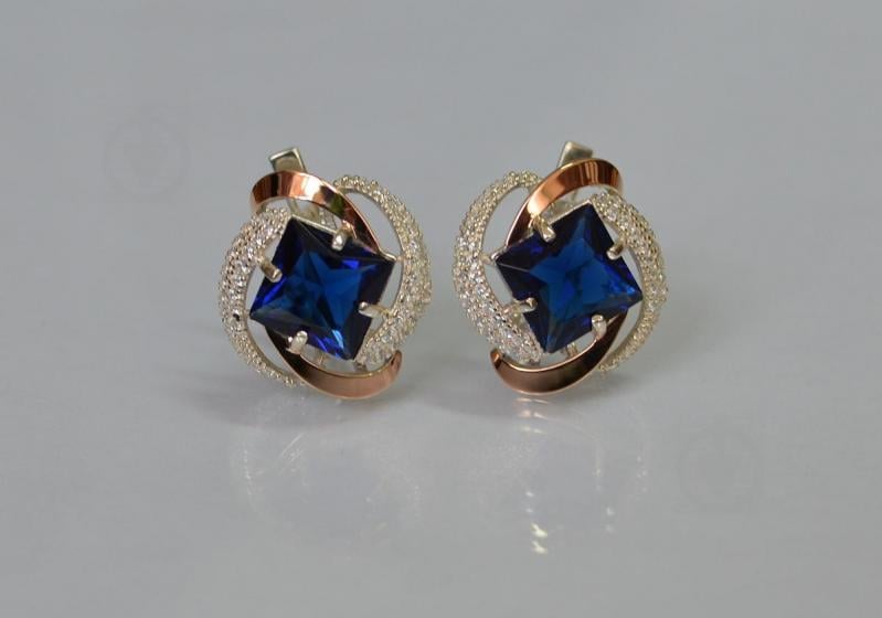 Серебряные серьги Sil с золотыми накладками 130s-15 Танзанит (Sil-746)