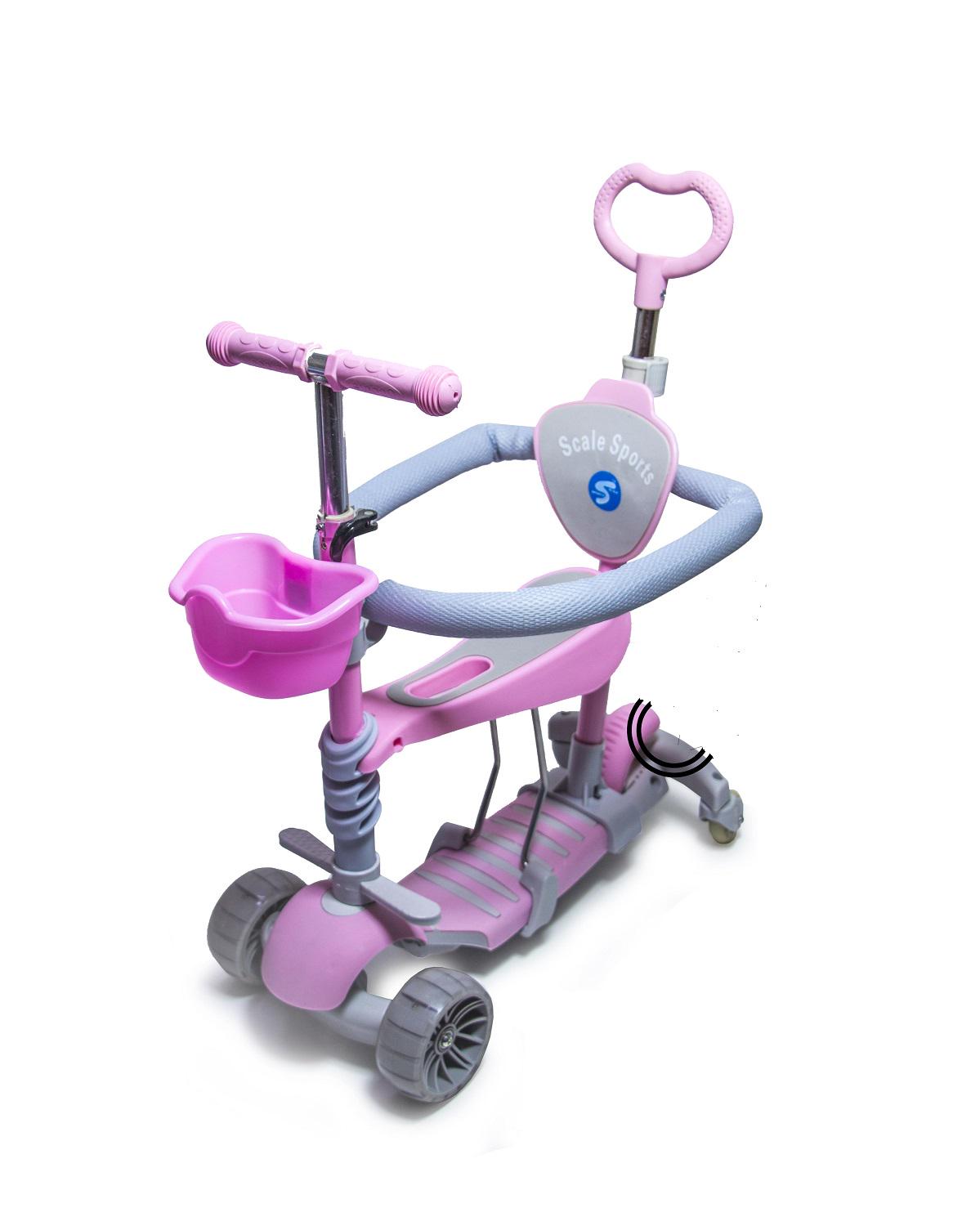 Самокат Scale Sports Smart 5в1 PU колеса с подсветкой и бортиком Pink (932824223)