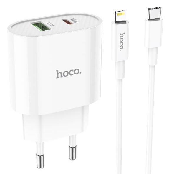 Зарядний пристрій Hoco C95A Lineal PD20W+QC3.0 із швидкою зарядкою 2 порти Білий