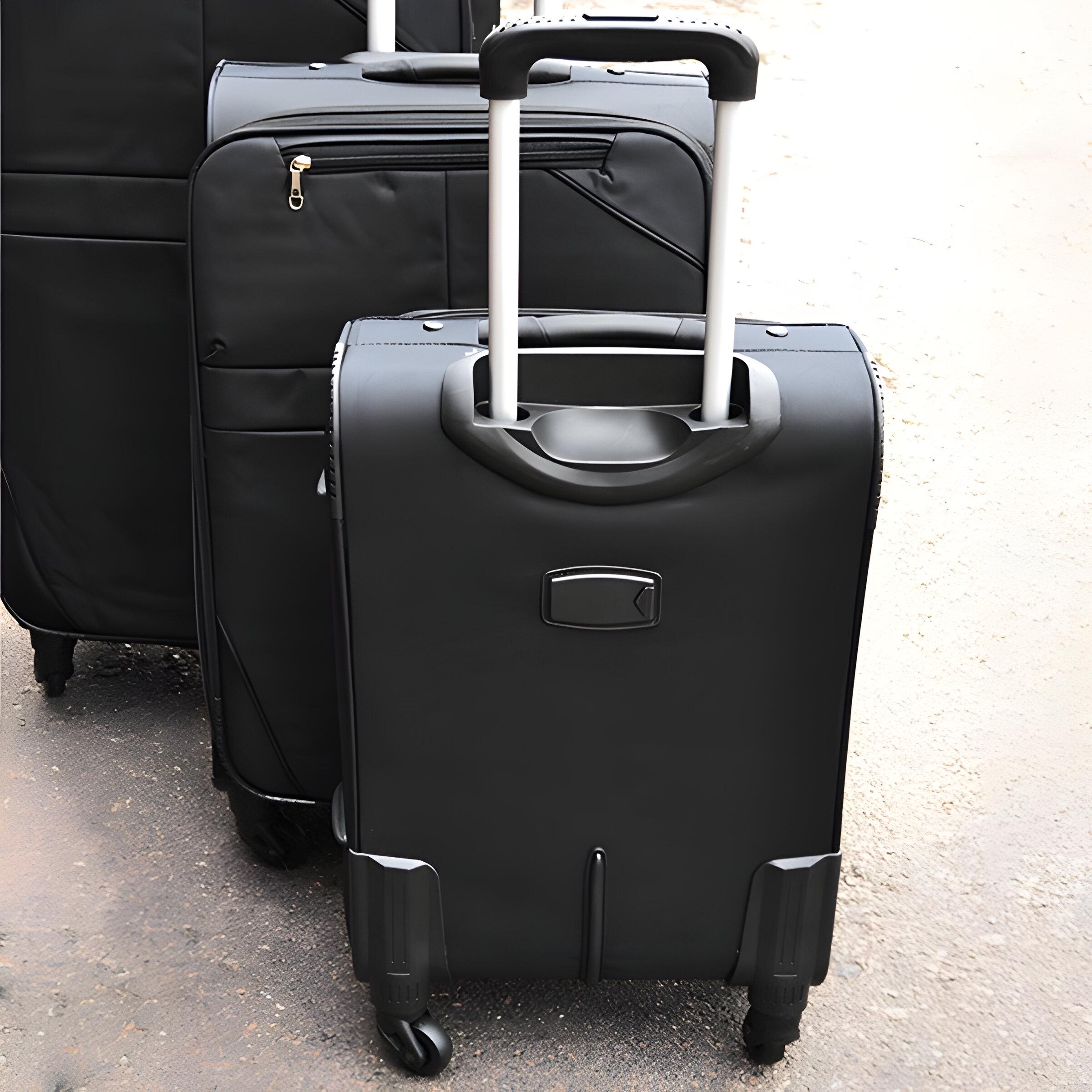 Набір валіз тканинних 3в1 з кодовим замком та телескопічною ручкою Чорний (24-292) - фото 3 Набір валіз тканинних 3в1 з кодовим замком та телескопічною ручкою Чорний (24-292) - фото 3