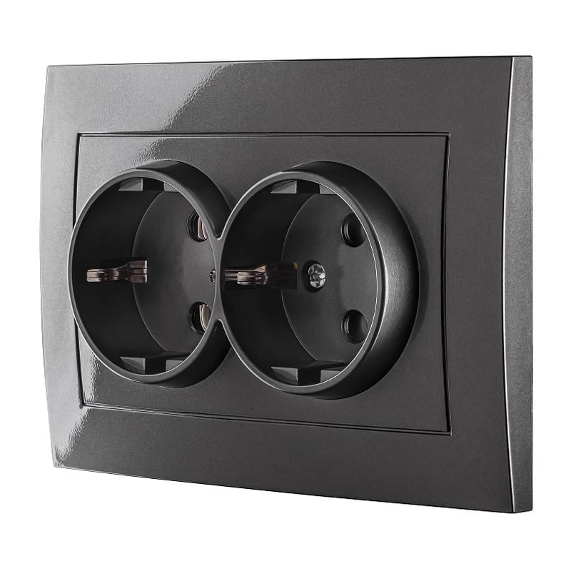 Розетка 2-я с заземлением MARSHEL Ideal графитовая