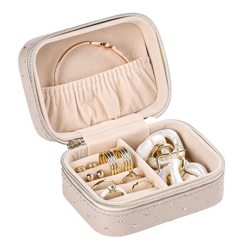 Скринька Casegrace для прикрас та ювелірних виробів портативна з блискавкою Beige