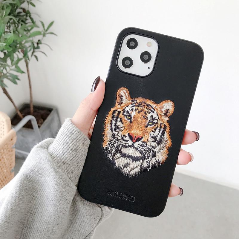 Чехол для iPhone 12 Pro Max Santa Barbara Polo с вышивкой "Тигр" Черный