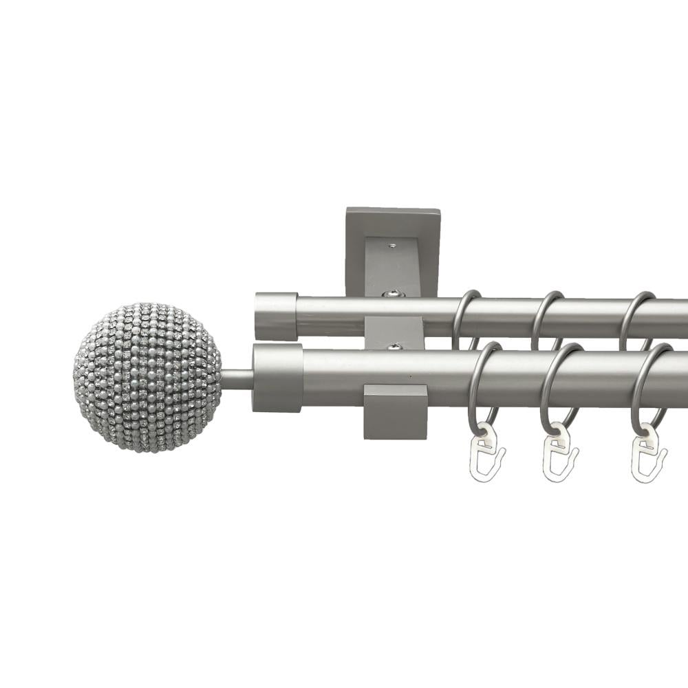 Карниз Orvit Карера металевий дворядний техно гладка труба кільце металеве 25/19 мм 240 см Сатин (00-00026383)