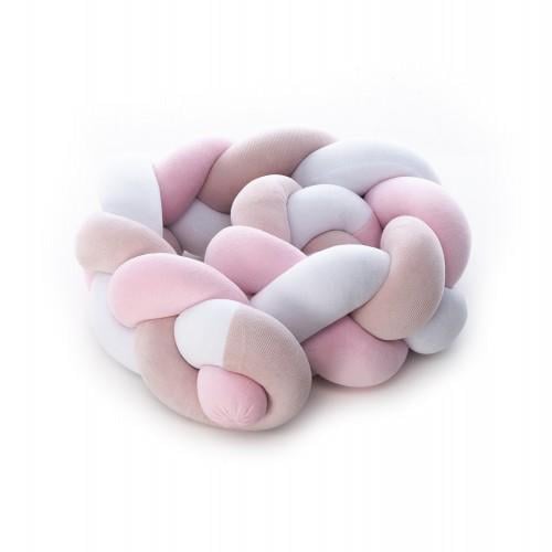 Защитный бампер для детской кроватки Twins Косичка 3-х прядна 170 см Розовый (T14920)